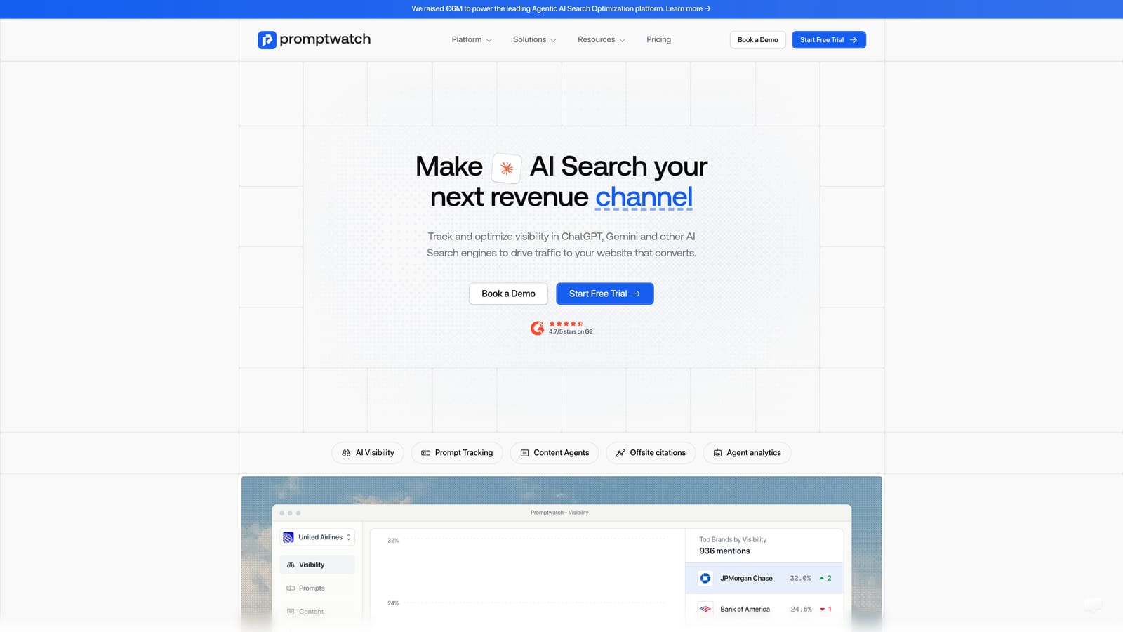 Screenshot of Promptwatch website