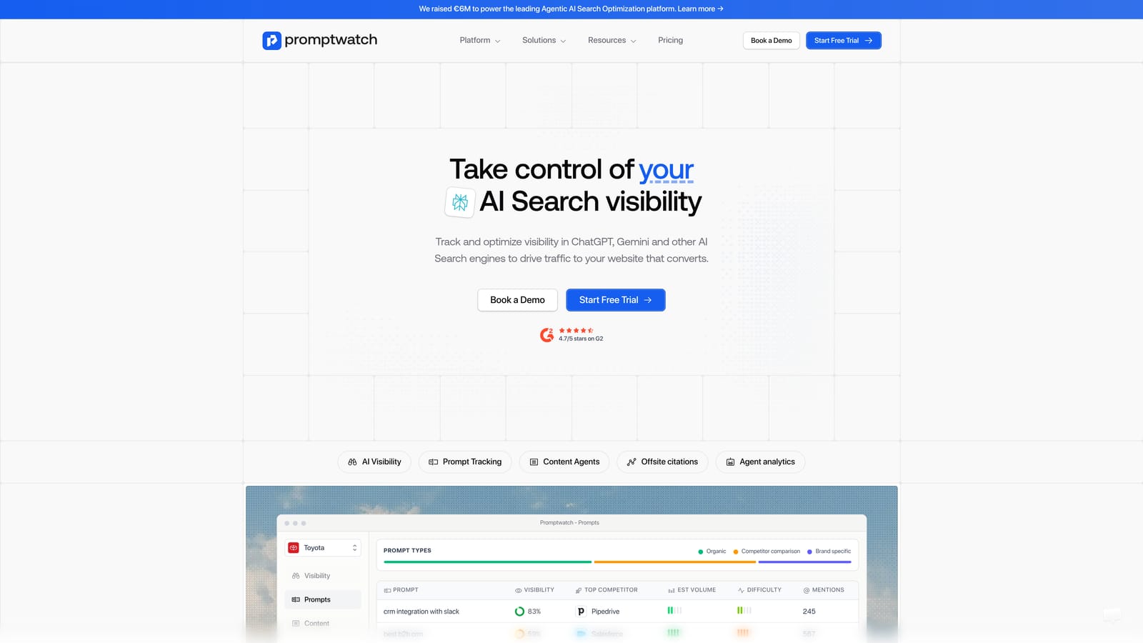 Screenshot of Promptwatch website