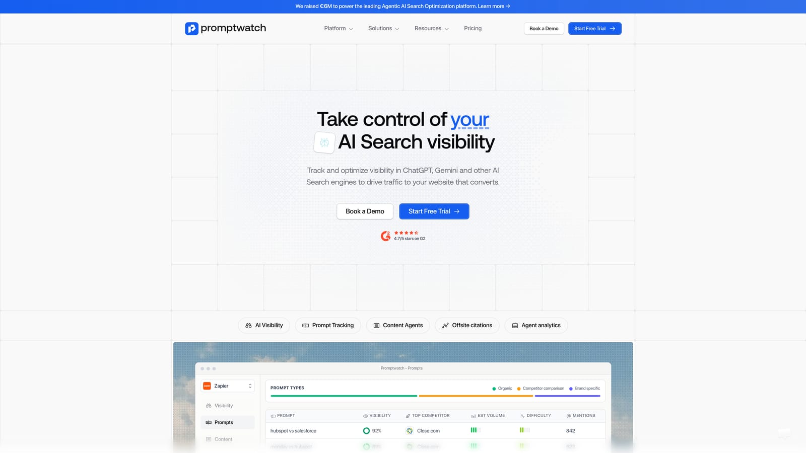 Screenshot of Promptwatch website