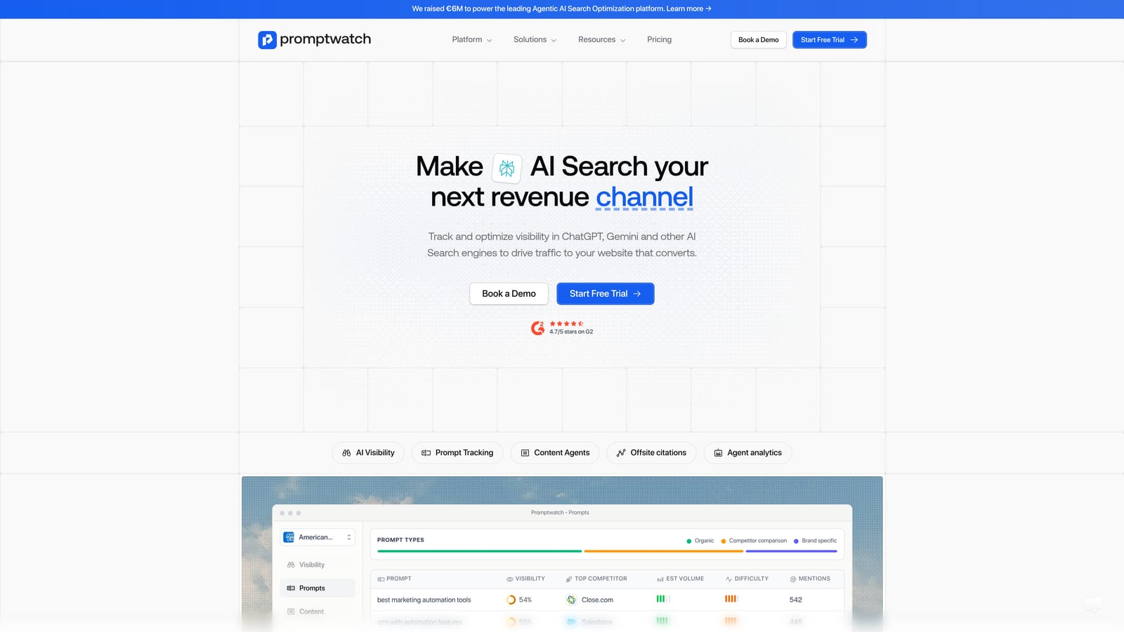 Screenshot of Promptwatch website
