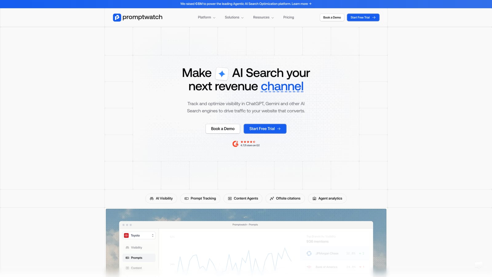 Screenshot of Promptwatch website