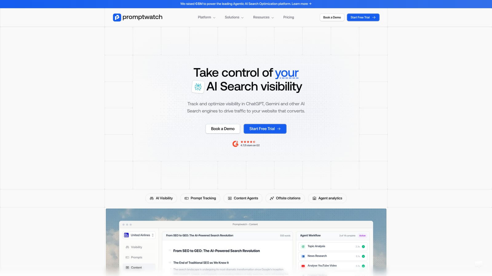 Screenshot of Promptwatch website