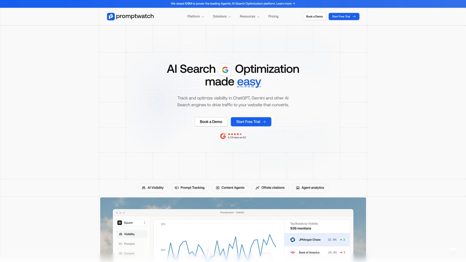 Screenshot of Promptwatch website
