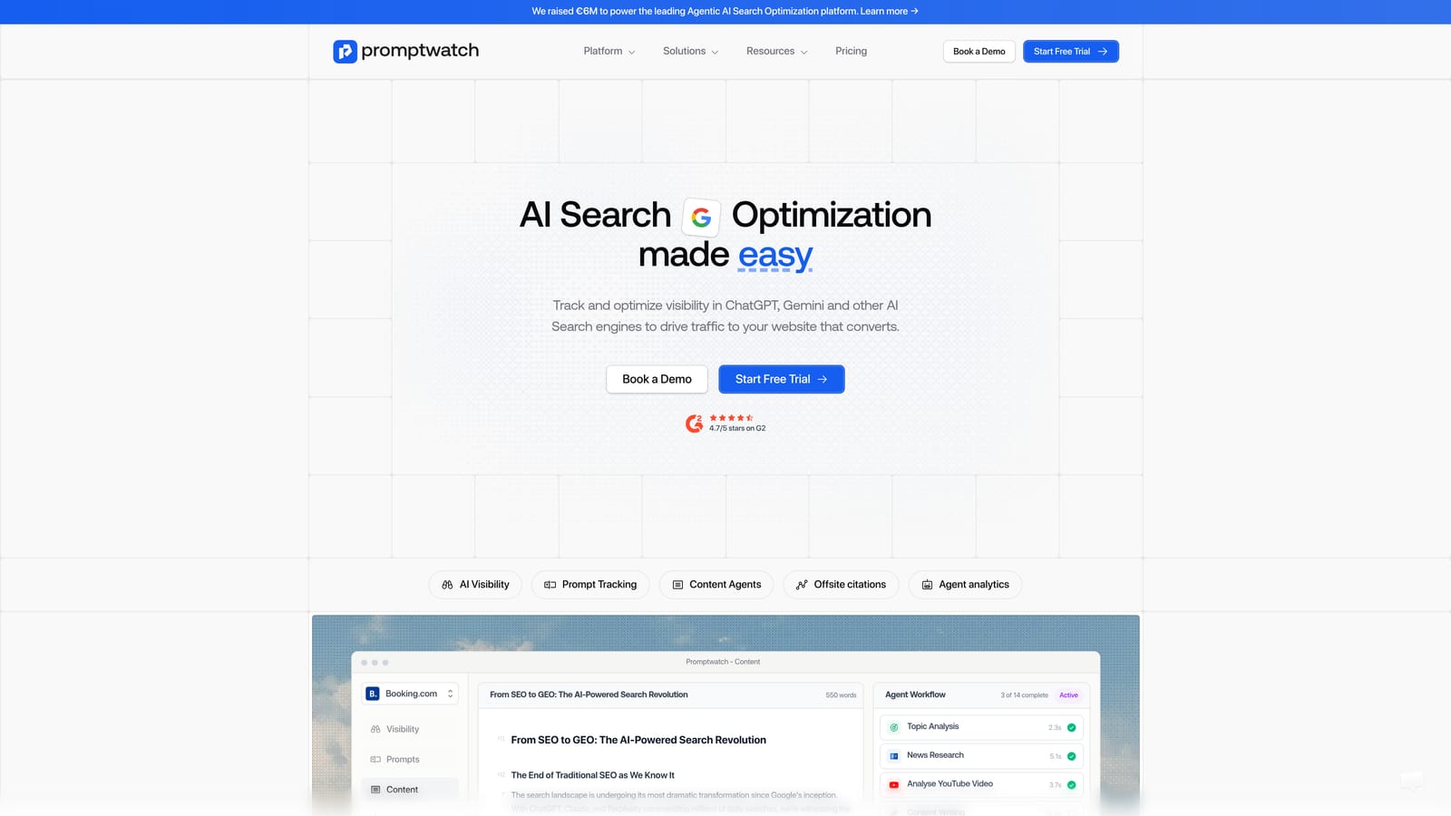 Screenshot of Promptwatch website