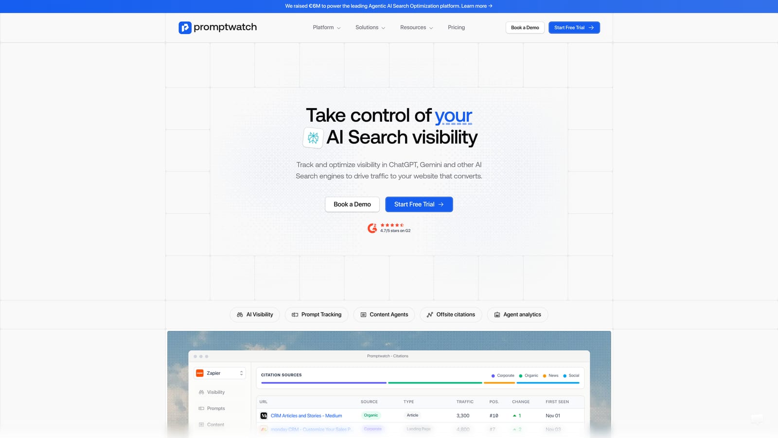 Screenshot of Promptwatch website