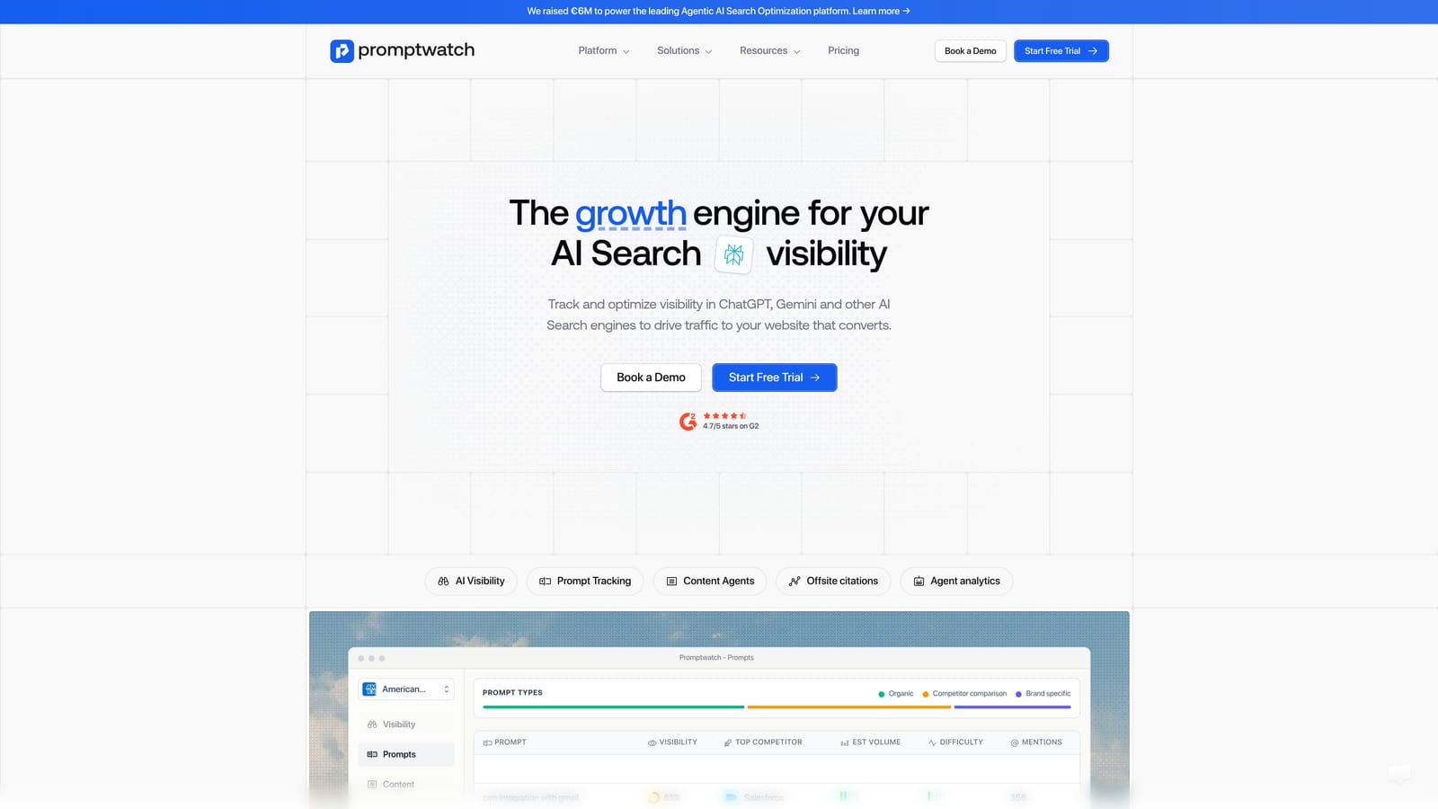 Screenshot of Promptwatch website