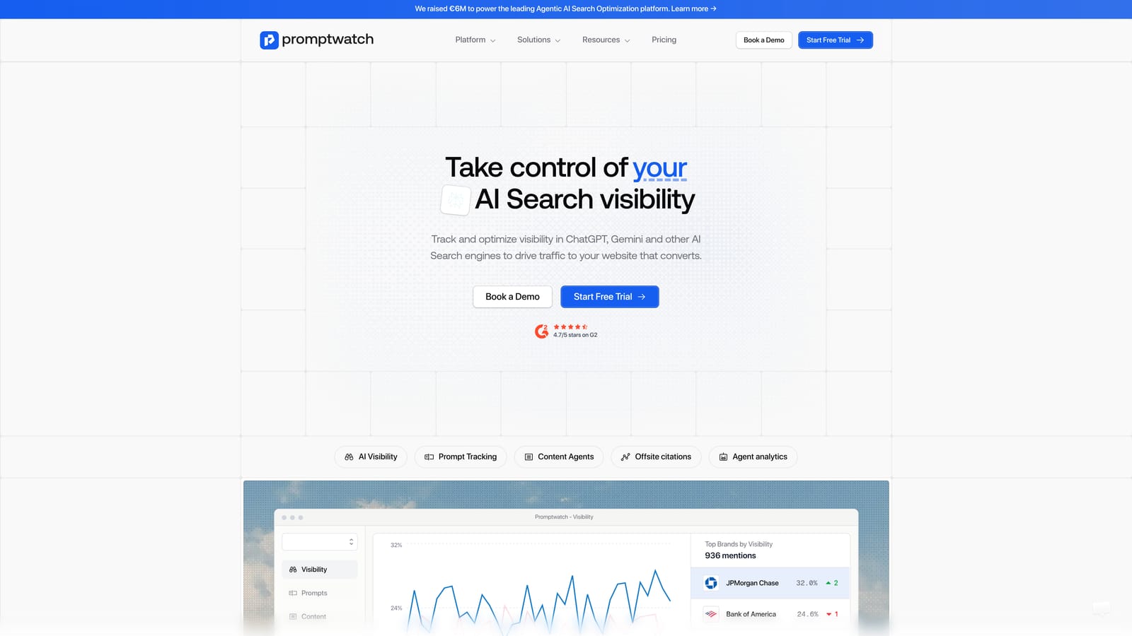 Screenshot of Promptwatch website