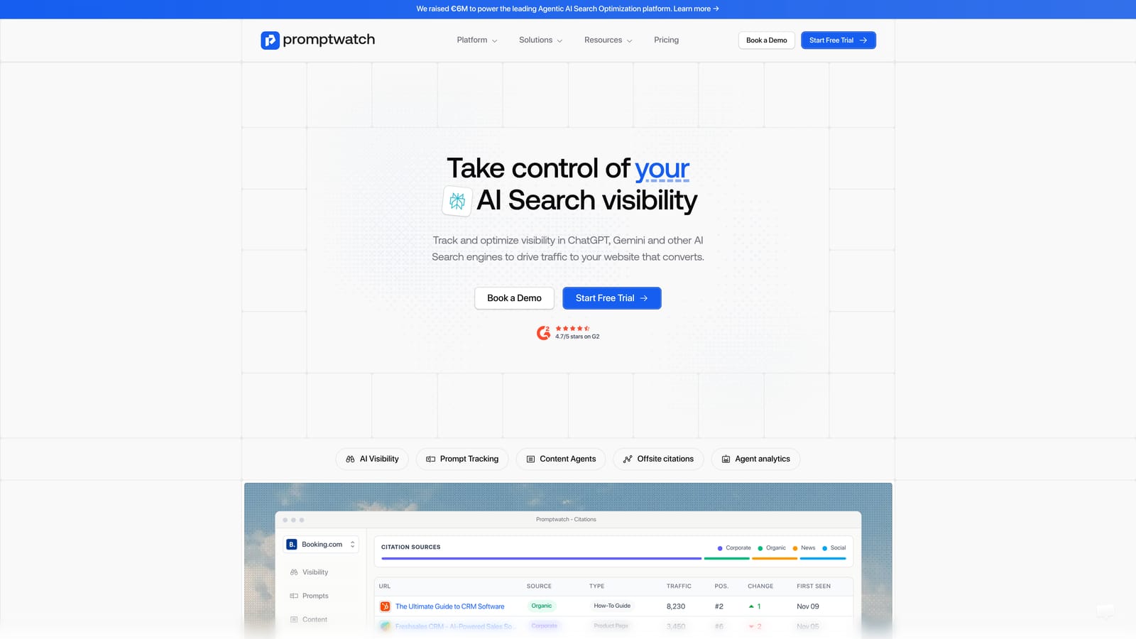 Screenshot of Promptwatch website