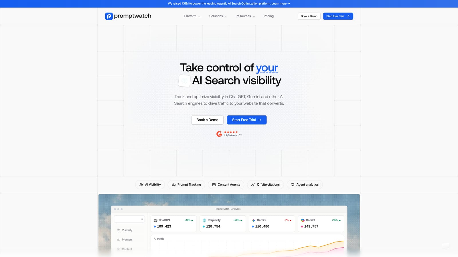Screenshot of Promptwatch website