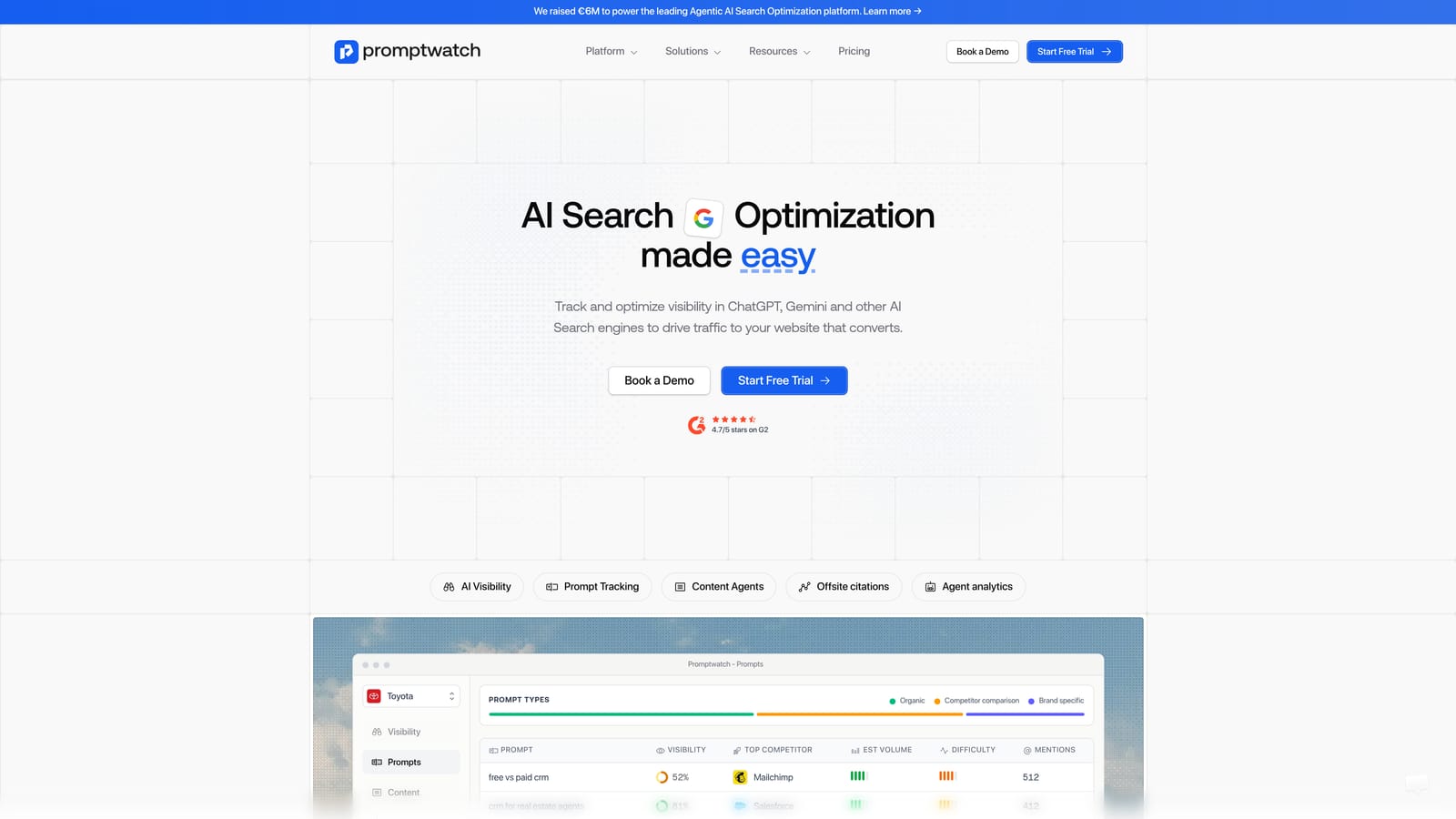 Screenshot of Promptwatch website
