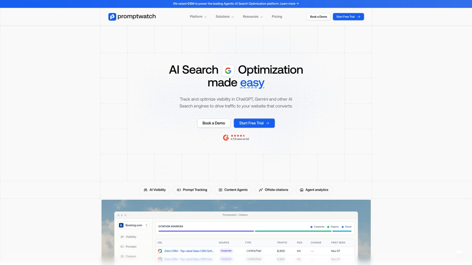 Screenshot of Promptwatch website
