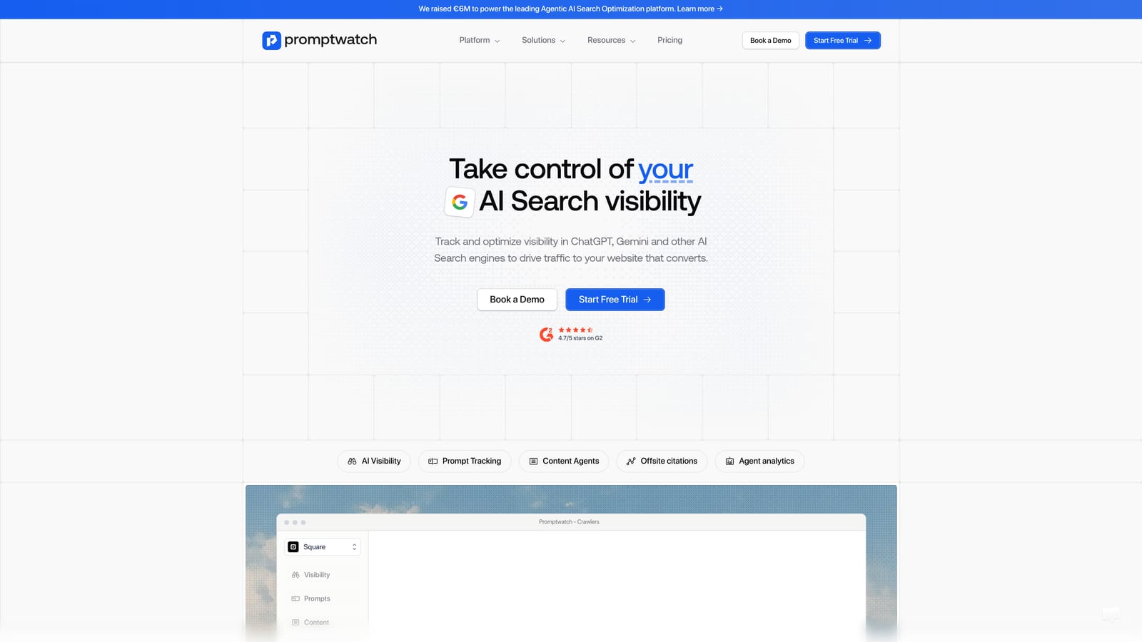 Screenshot of Promptwatch website