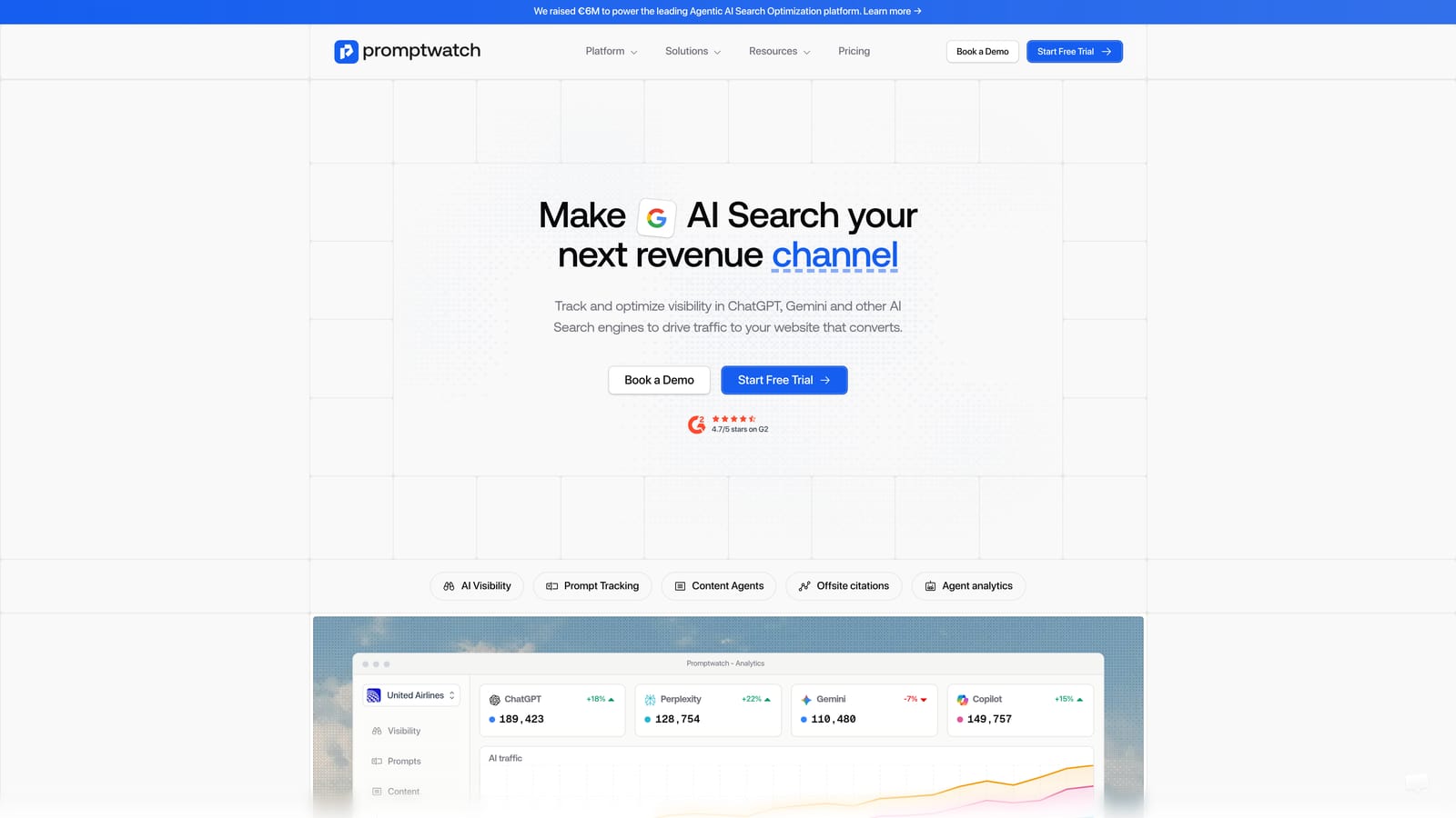 Screenshot of Promptwatch website