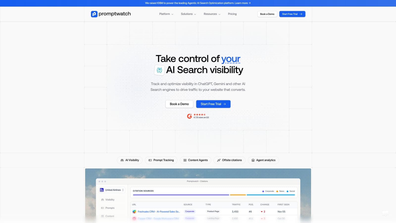 Screenshot of Promptwatch website