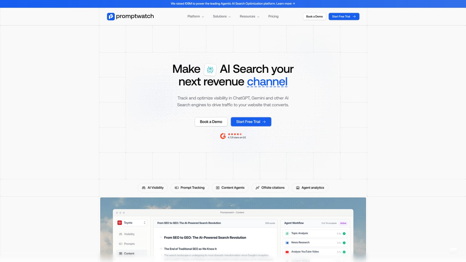 Screenshot of Promptwatch website