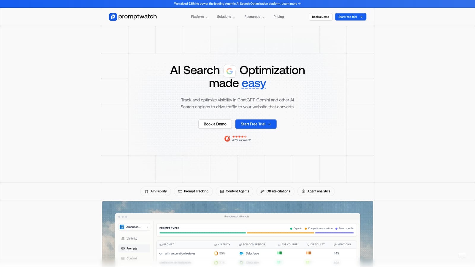 Screenshot of Promptwatch website