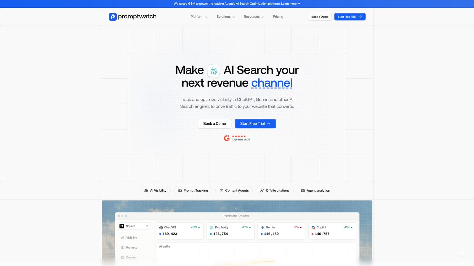 Screenshot of Promptwatch website