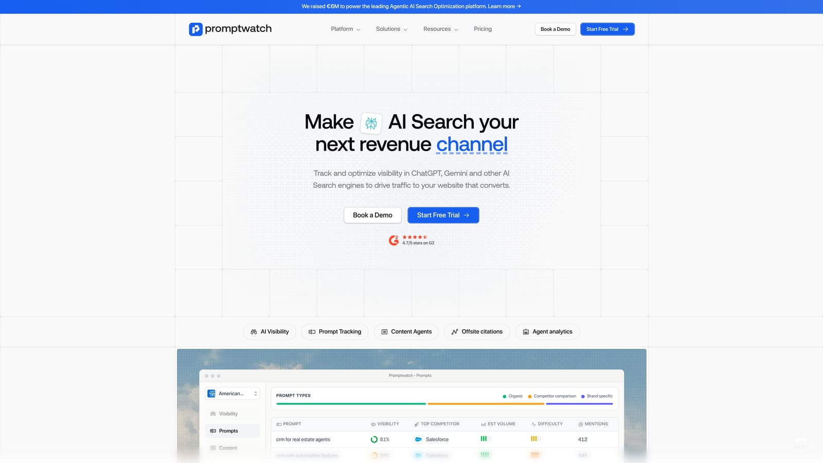 Screenshot of Promptwatch website