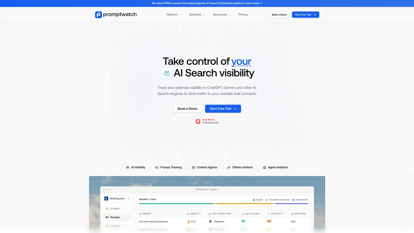 Screenshot of Promptwatch website