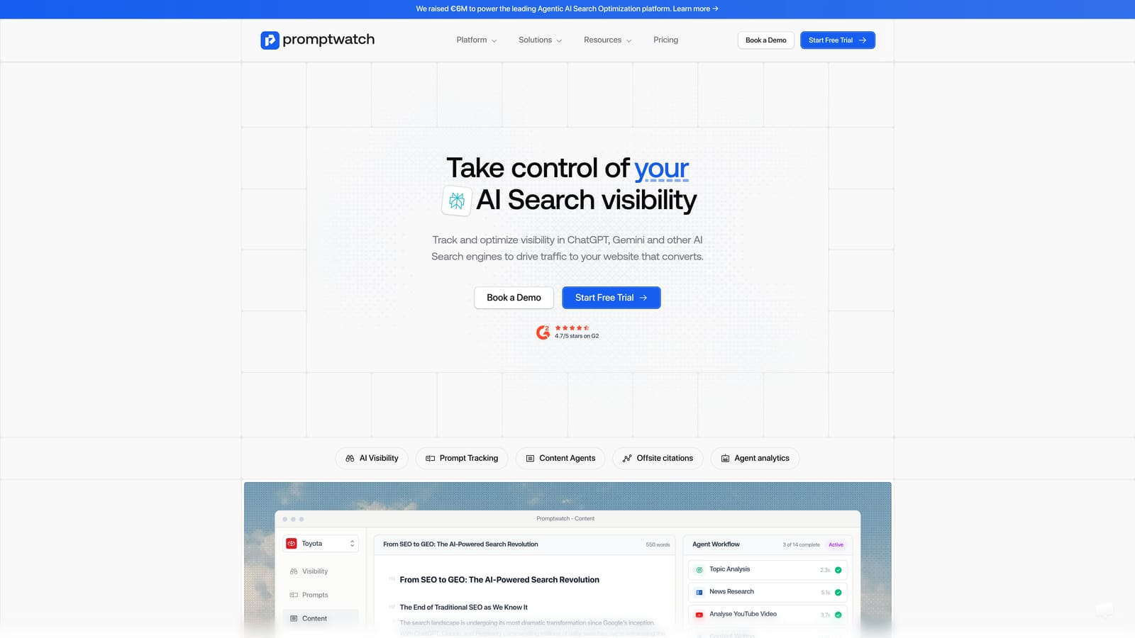 Screenshot of Promptwatch website