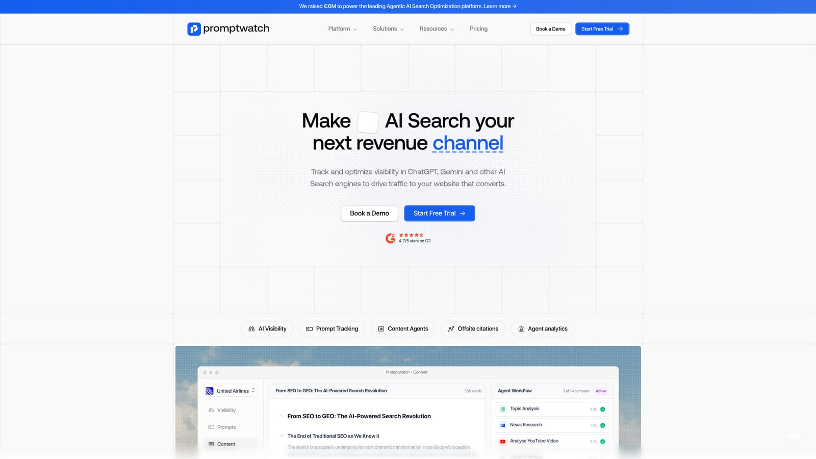 Screenshot of Promptwatch website