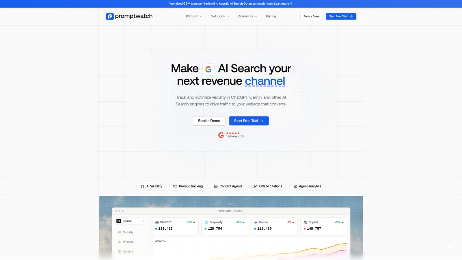 Screenshot of Promptwatch website