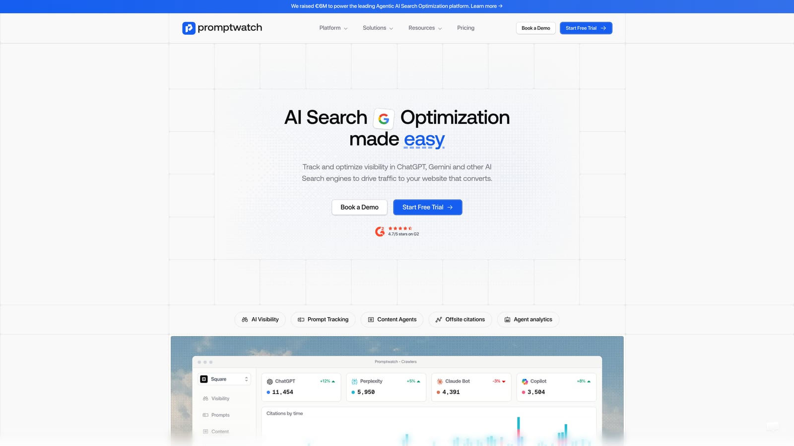 Screenshot of Promptwatch website