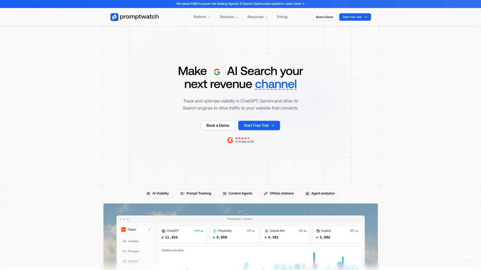 Screenshot of Promptwatch website