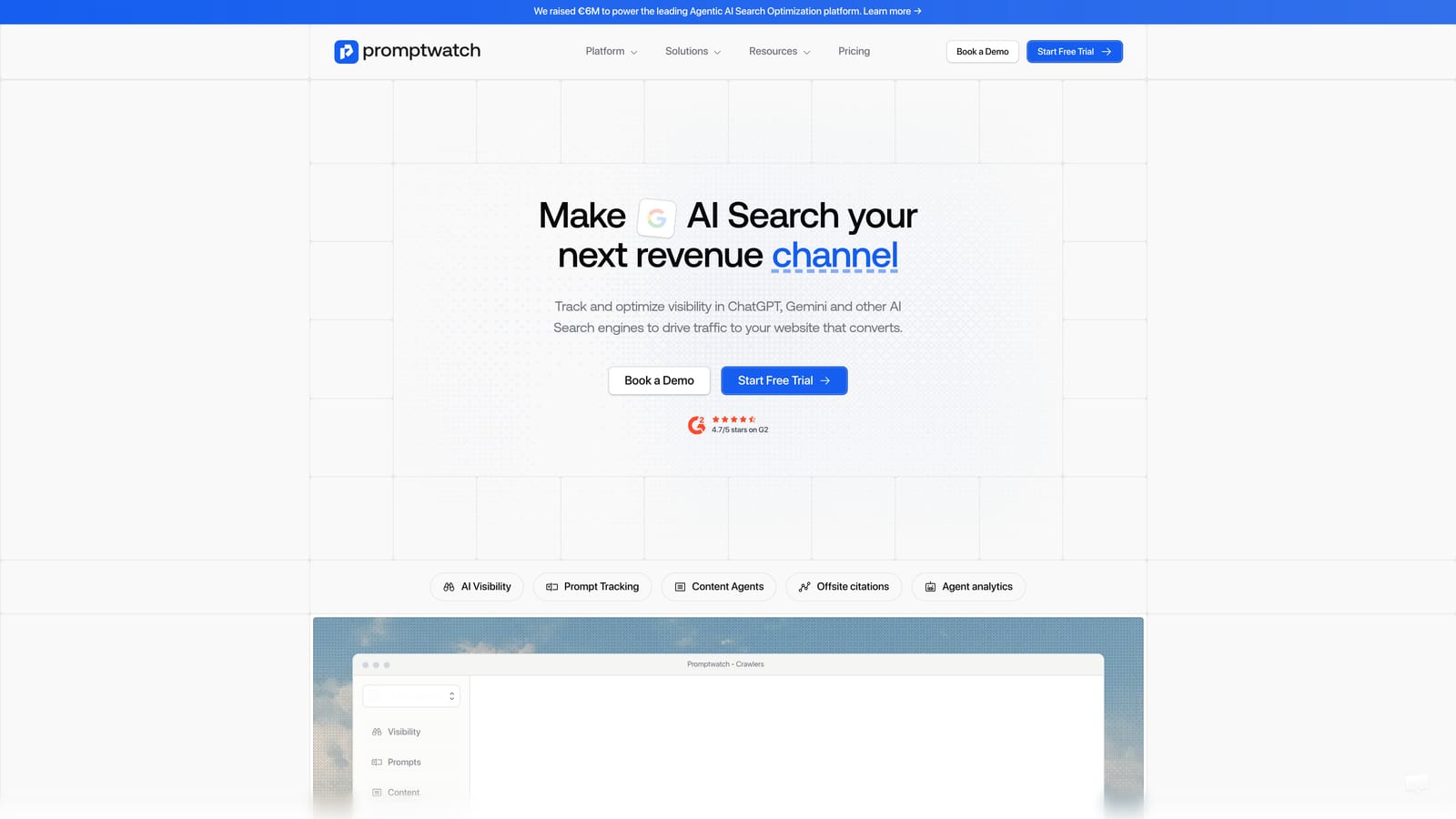 Screenshot of Promptwatch website