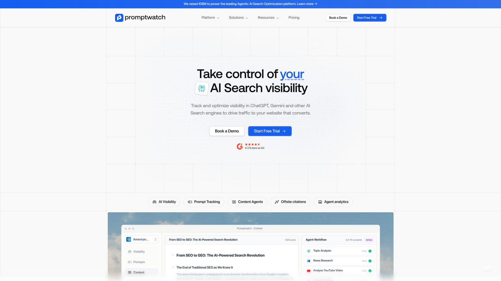 Screenshot of Promptwatch website