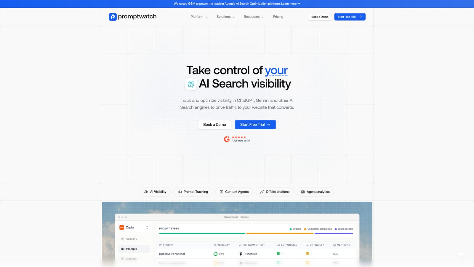 Screenshot of Promptwatch website