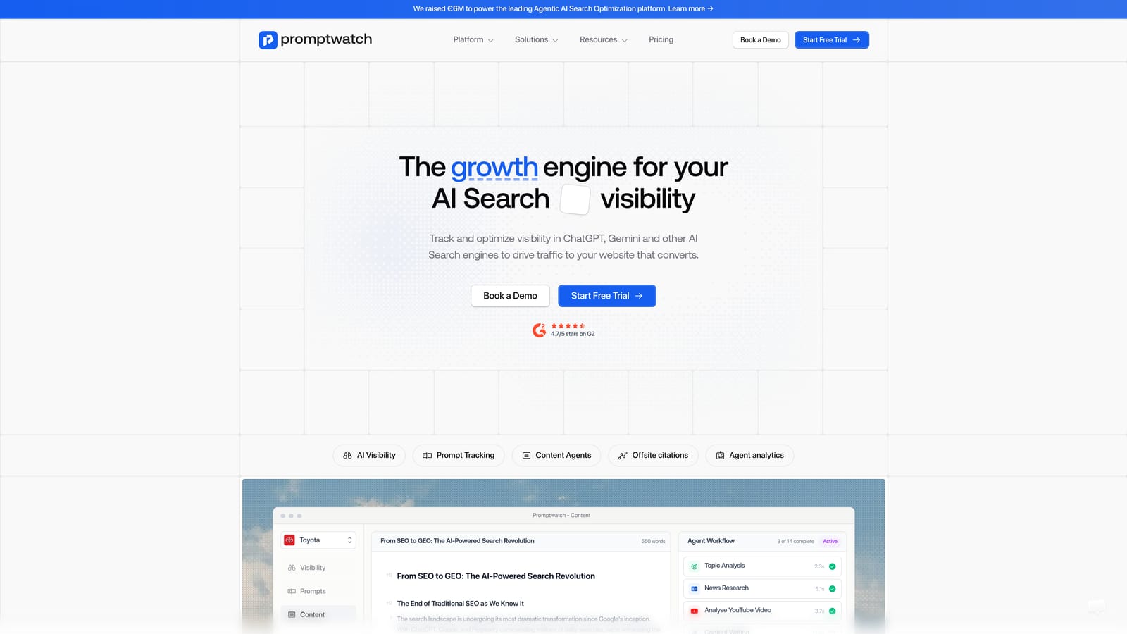Screenshot of Promptwatch website