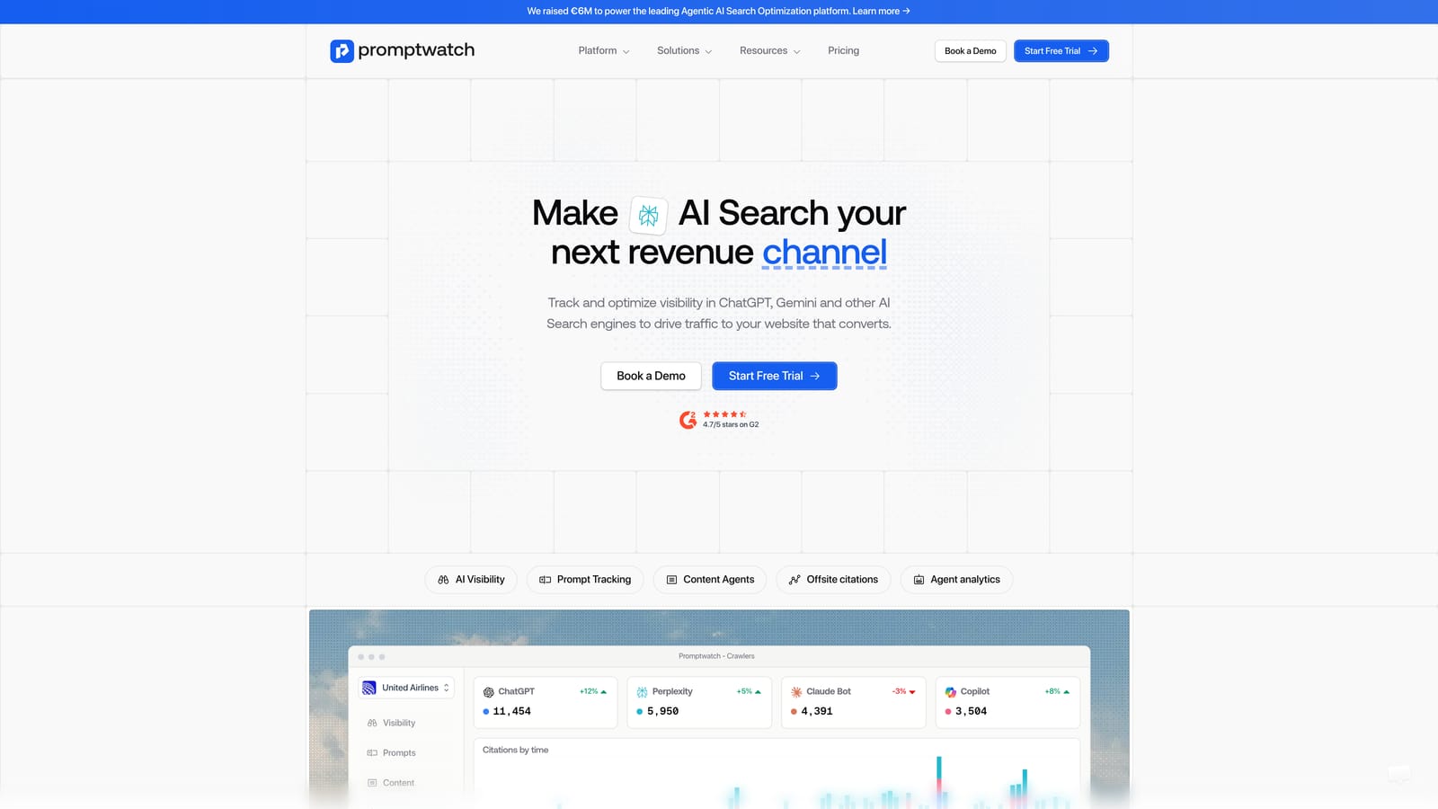 Screenshot of Promptwatch website