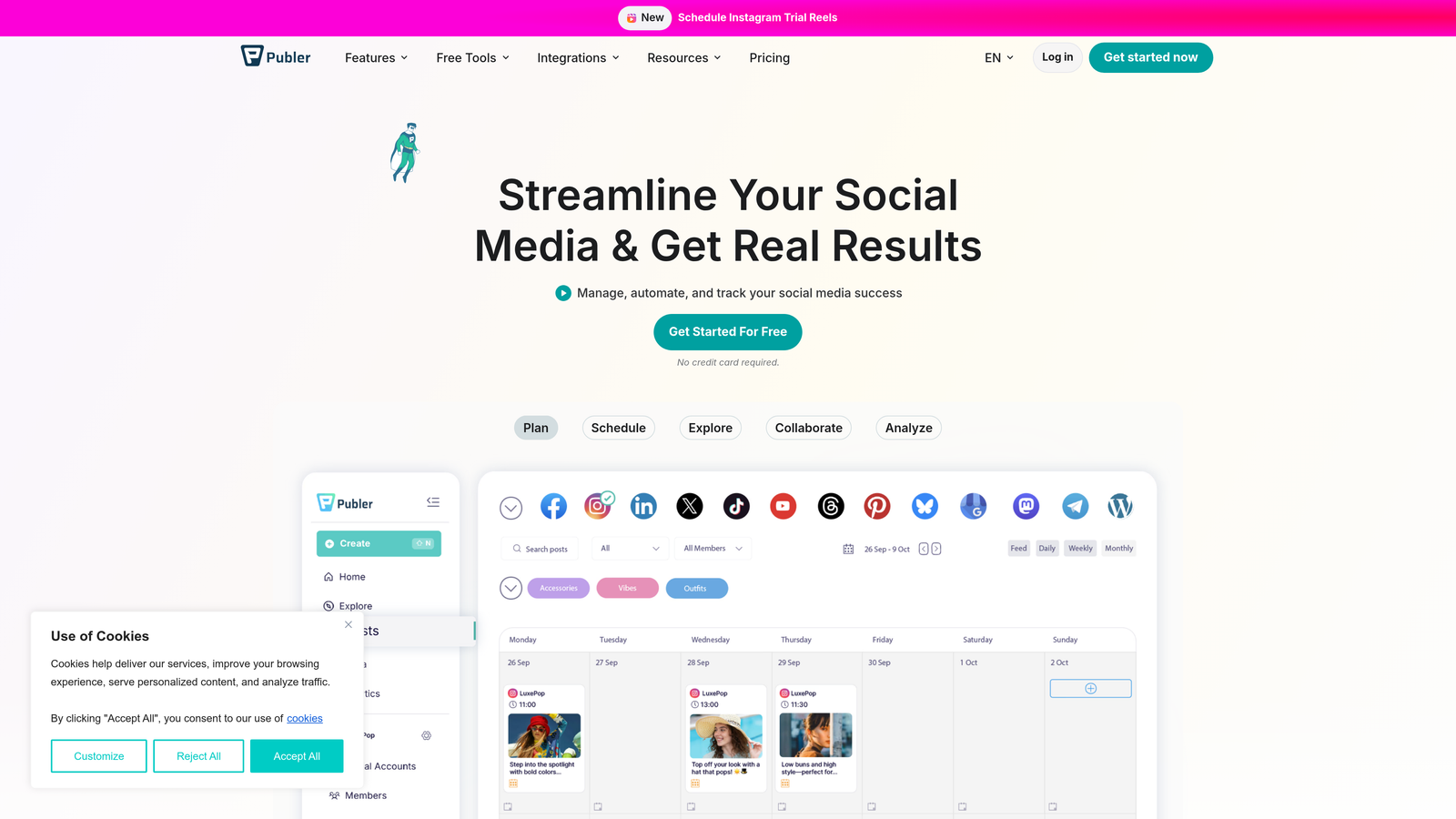 Screenshot of Publer website