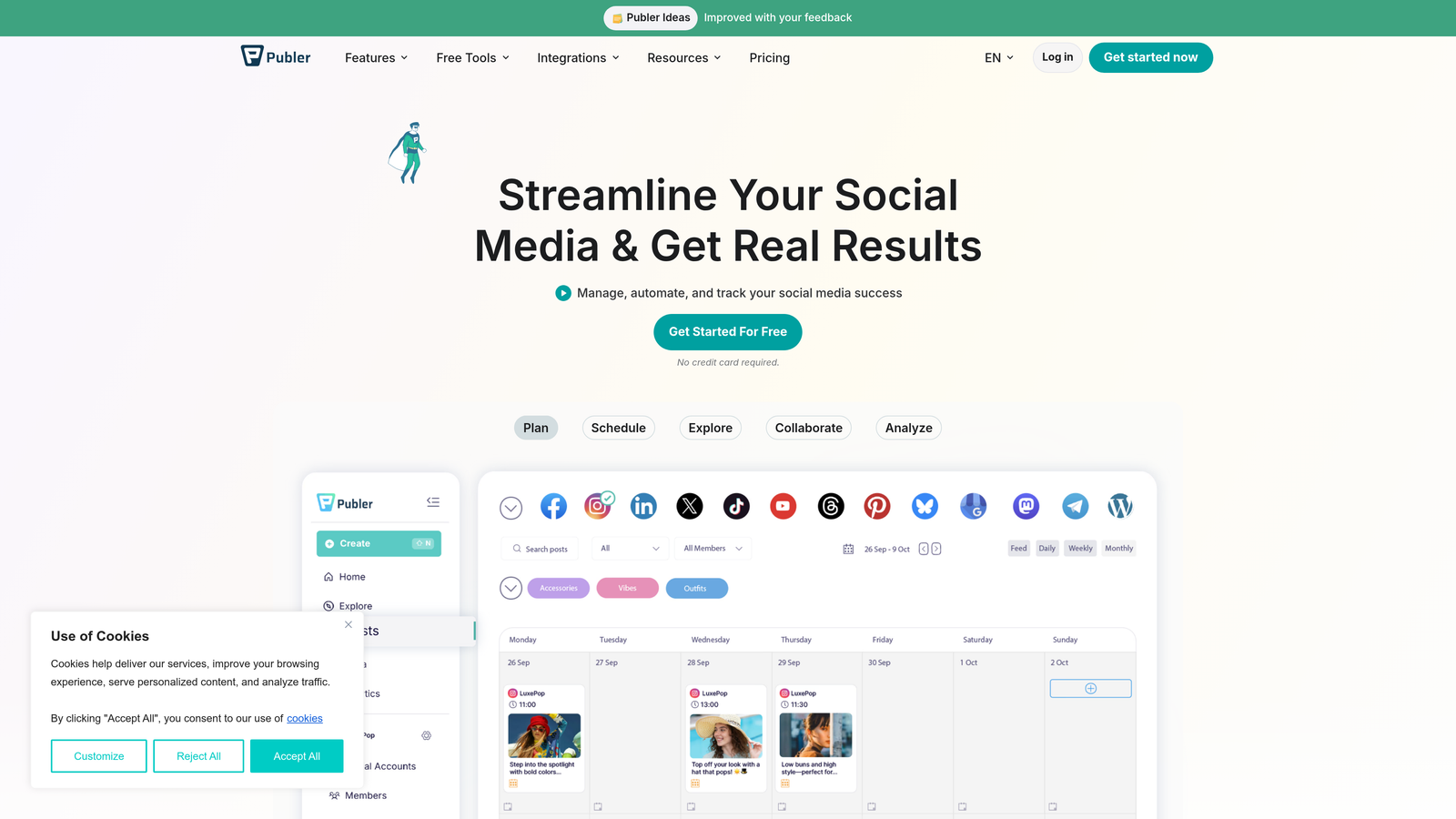 Screenshot of Publer website