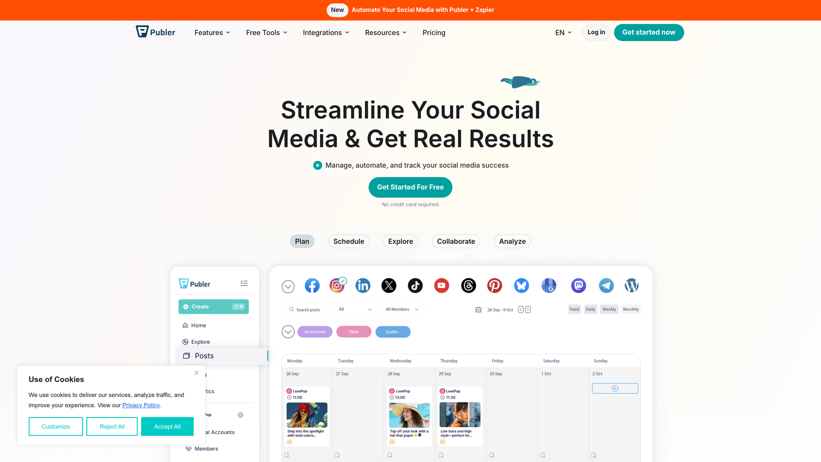 Screenshot of Publer website