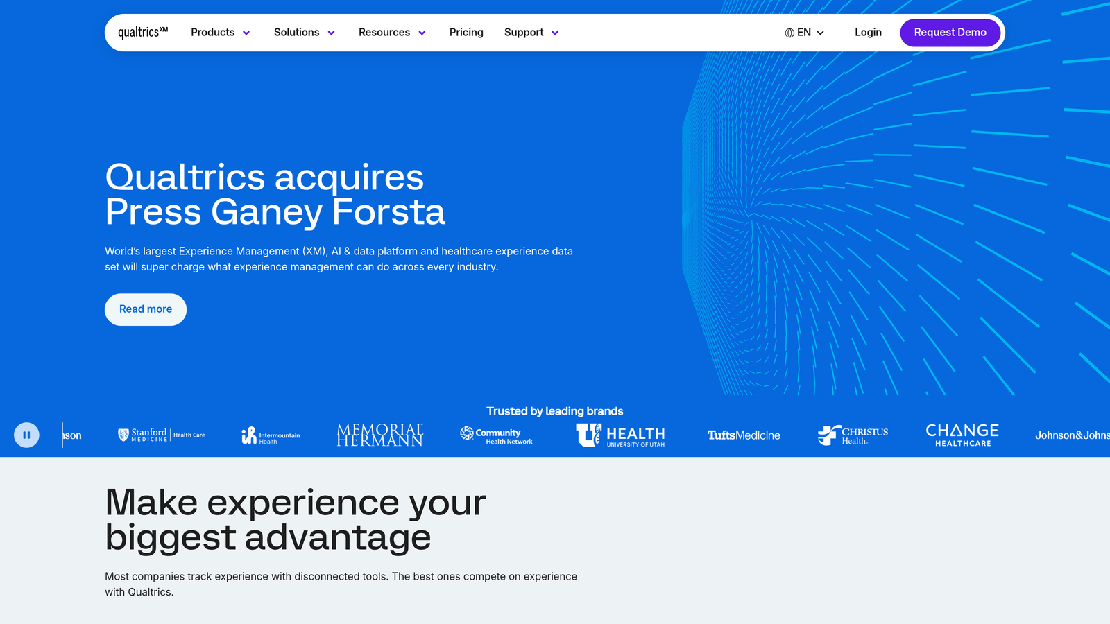 Screenshot of Qualtrics website