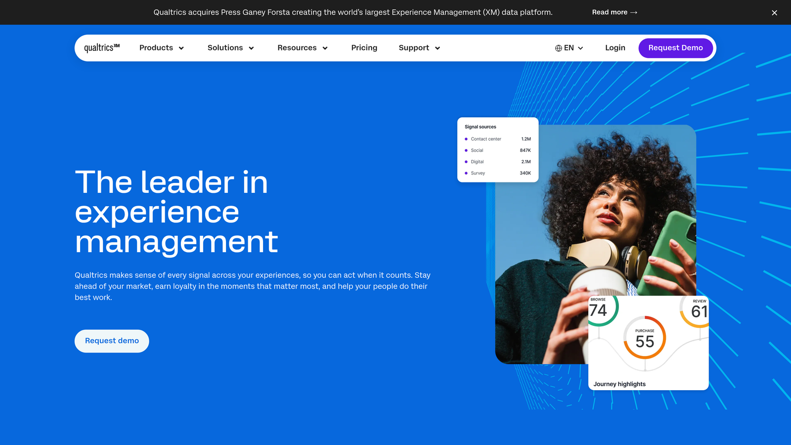 Screenshot of Qualtrics website