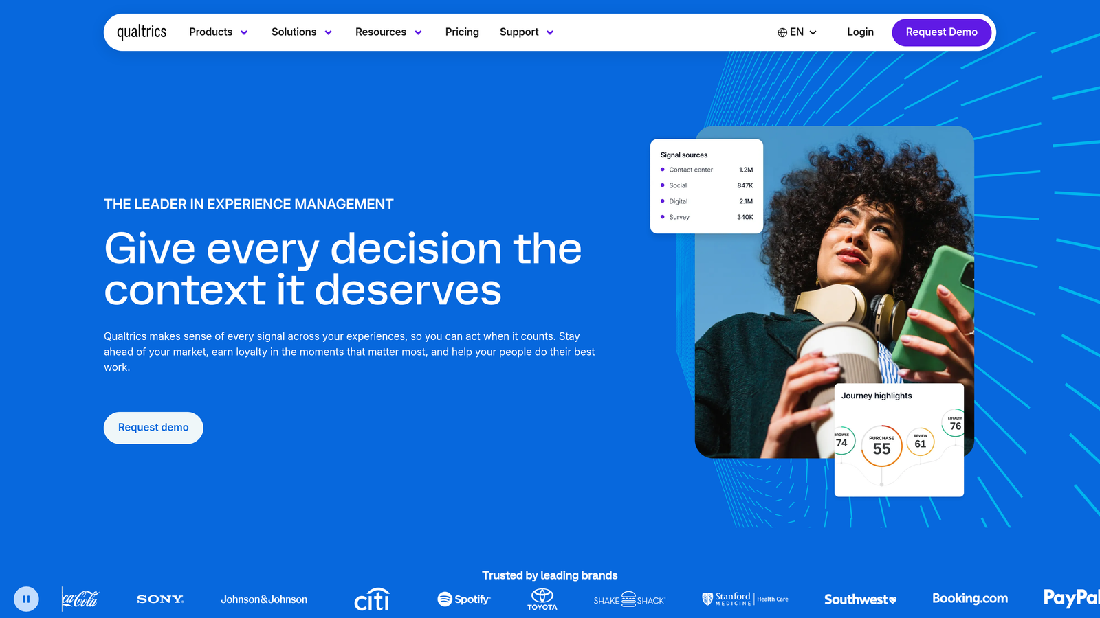 Screenshot of Qualtrics XM website