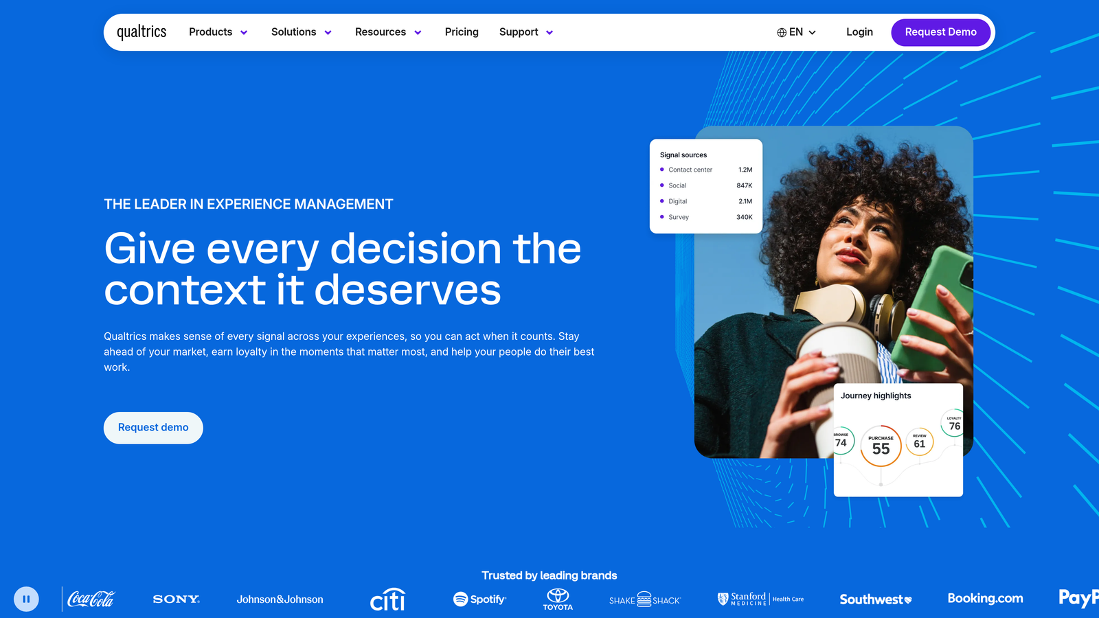Screenshot of Qualtrics XM website