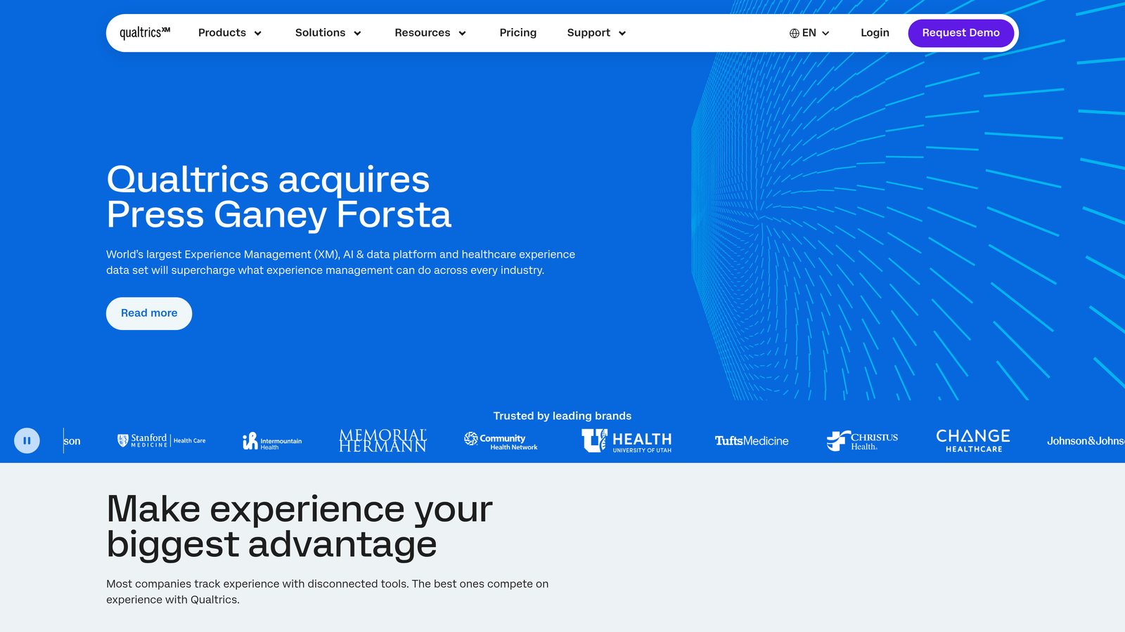 Screenshot of Qualtrics XM website