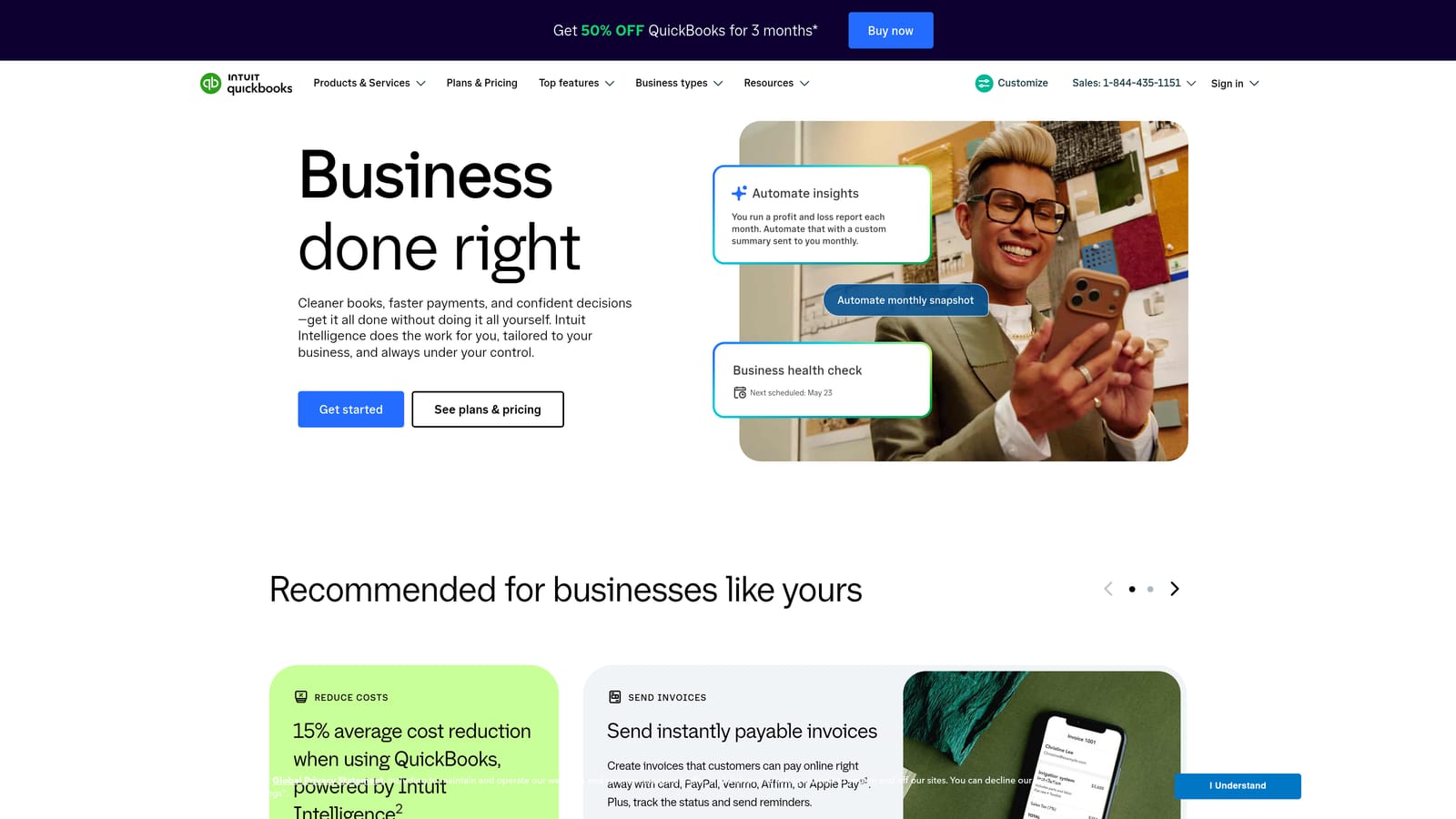 Screenshot of QuickBooks Online website
