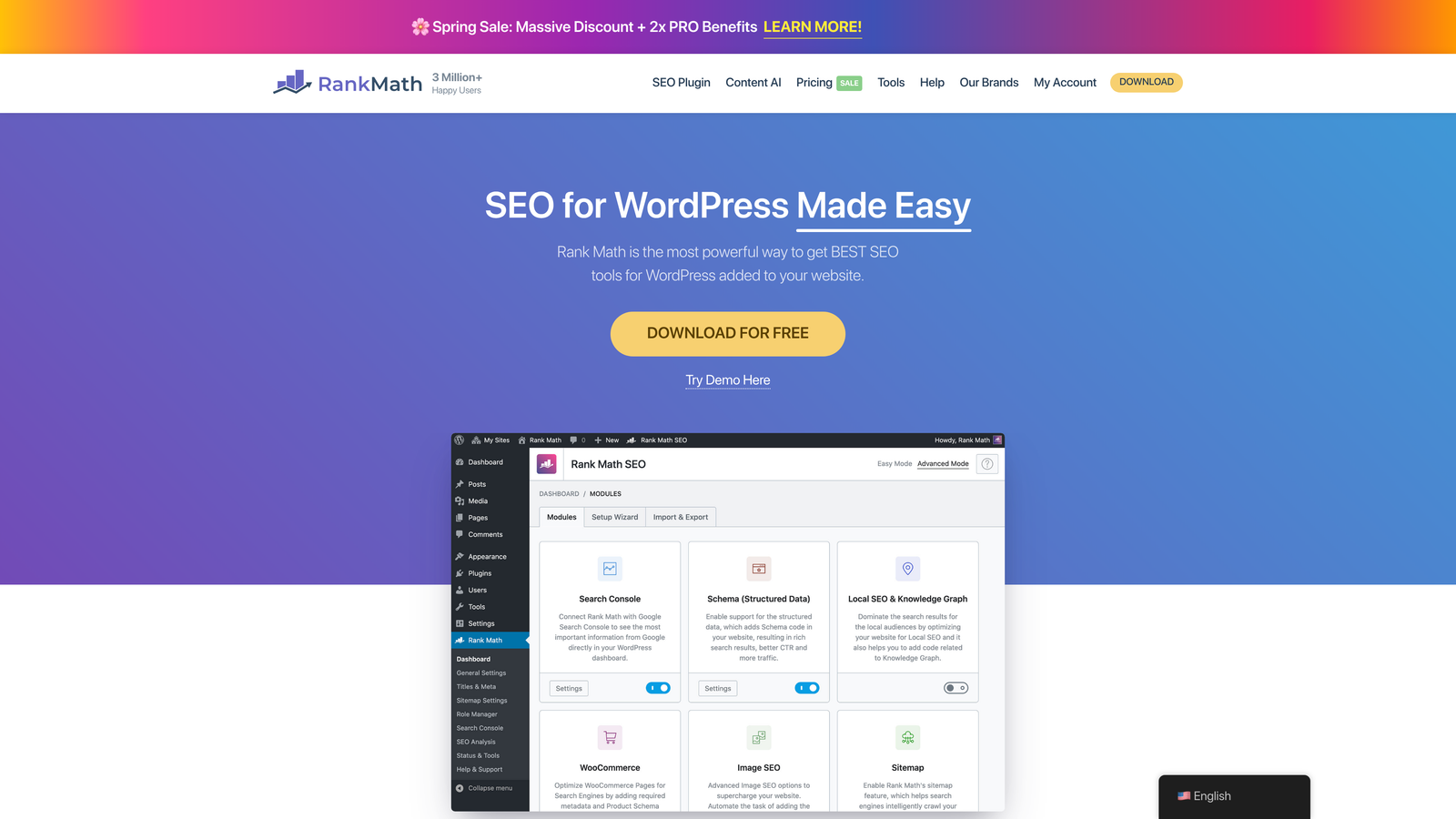 Screenshot of Rank Math SEO website