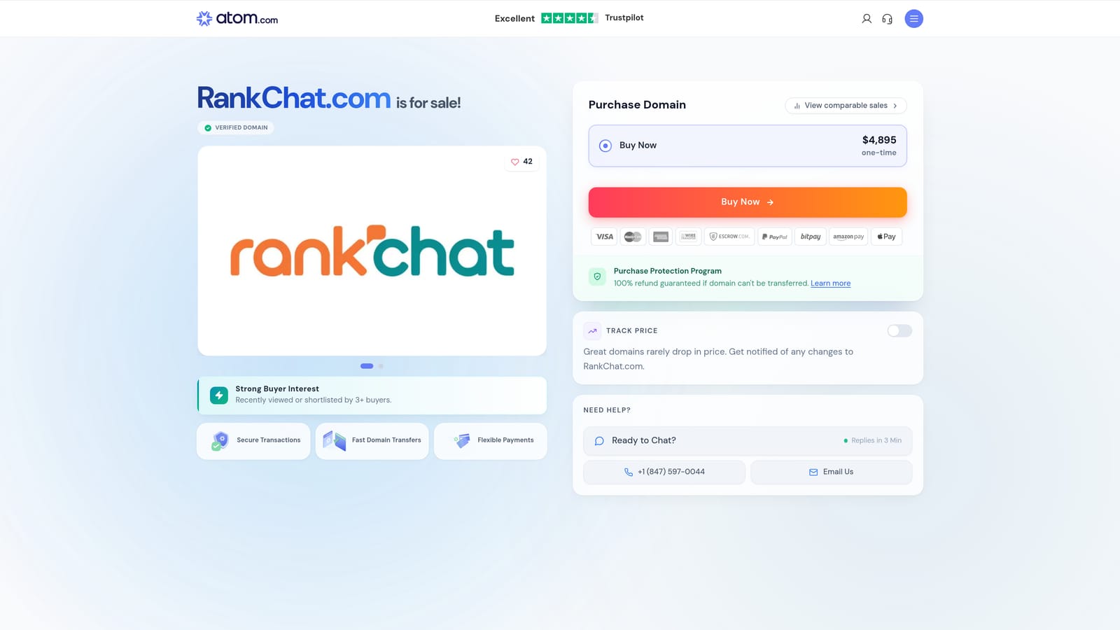 Screenshot of Rankchat website