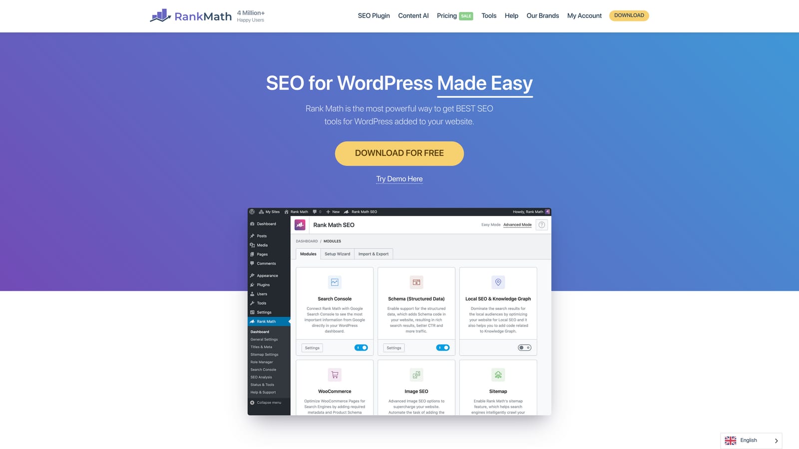 Screenshot of RankMath SEO website