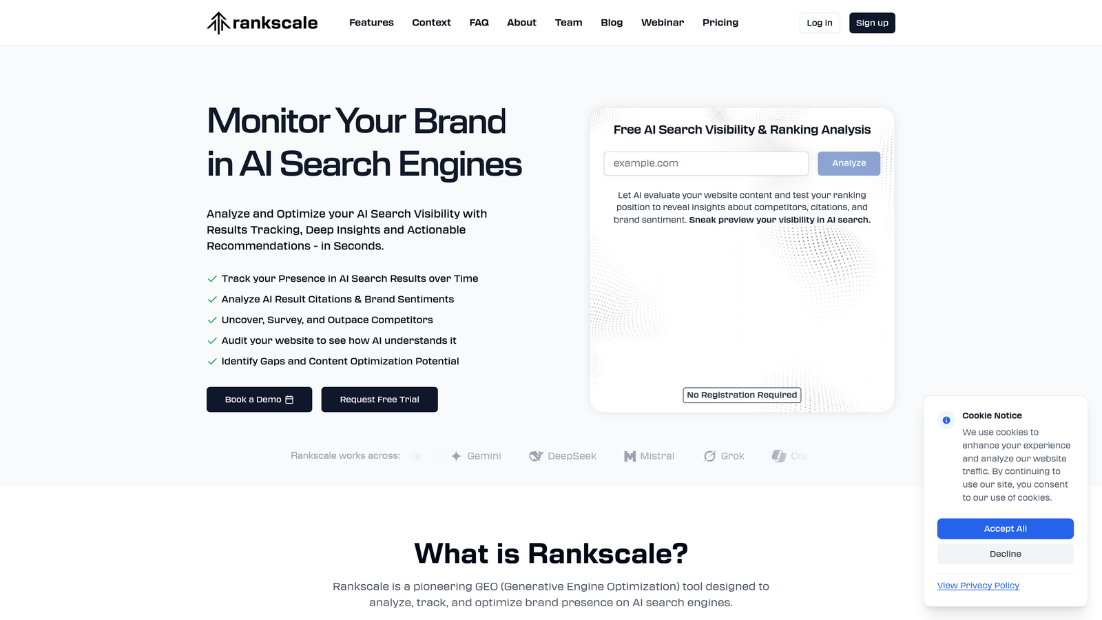 Screenshot of Rankscale website