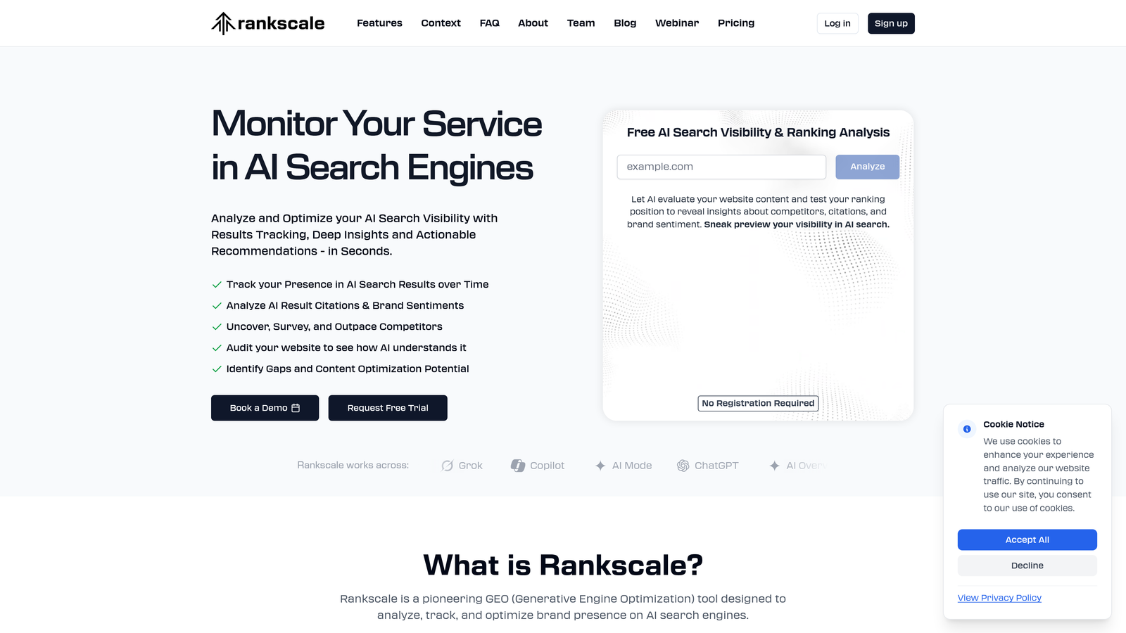 Screenshot of Rankscale website