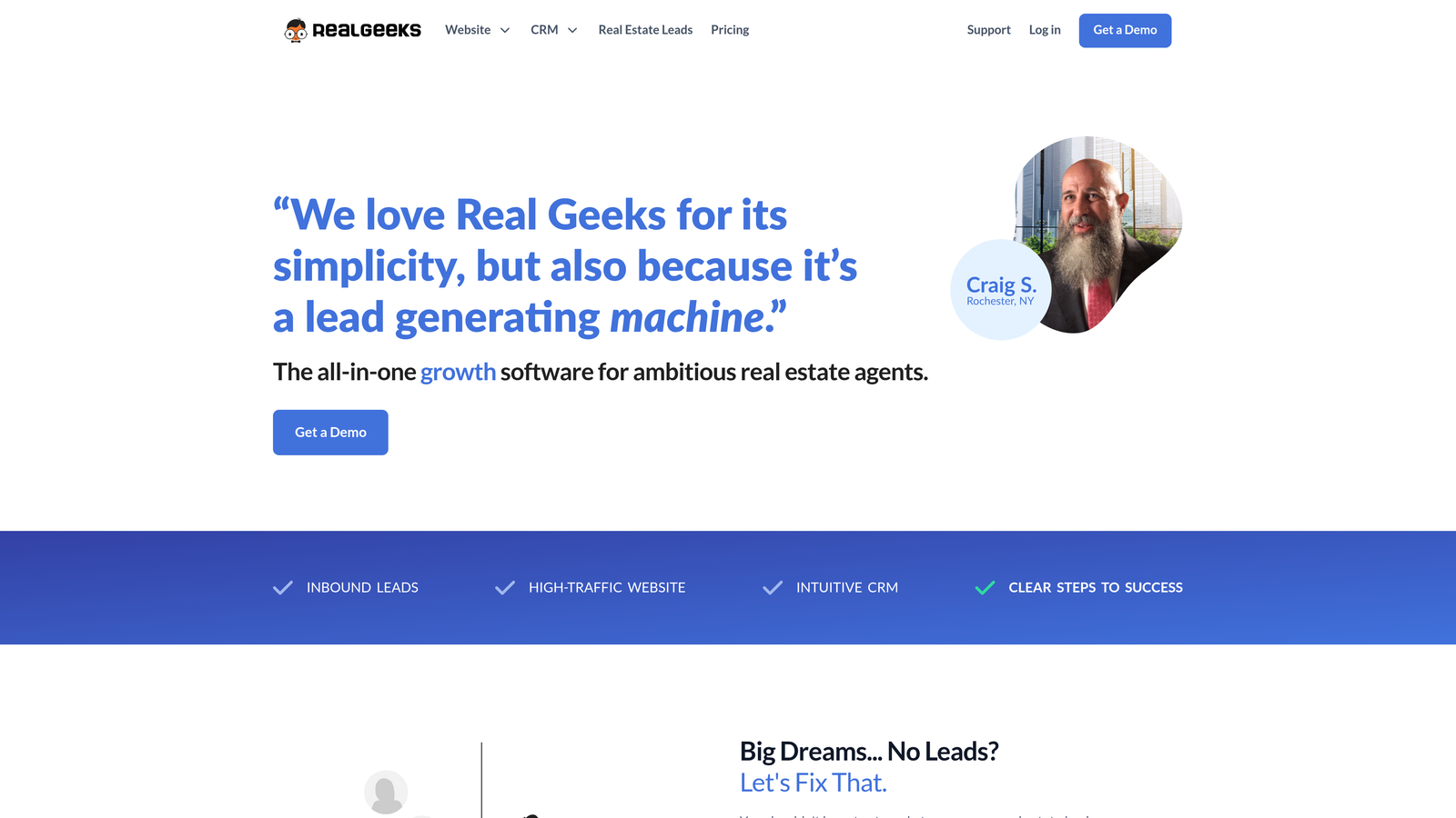 Screenshot of Real Geeks website