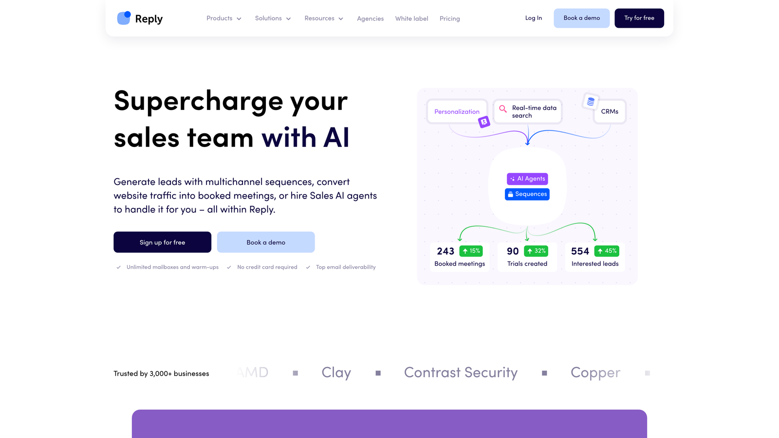 Screenshot of Reply.io website