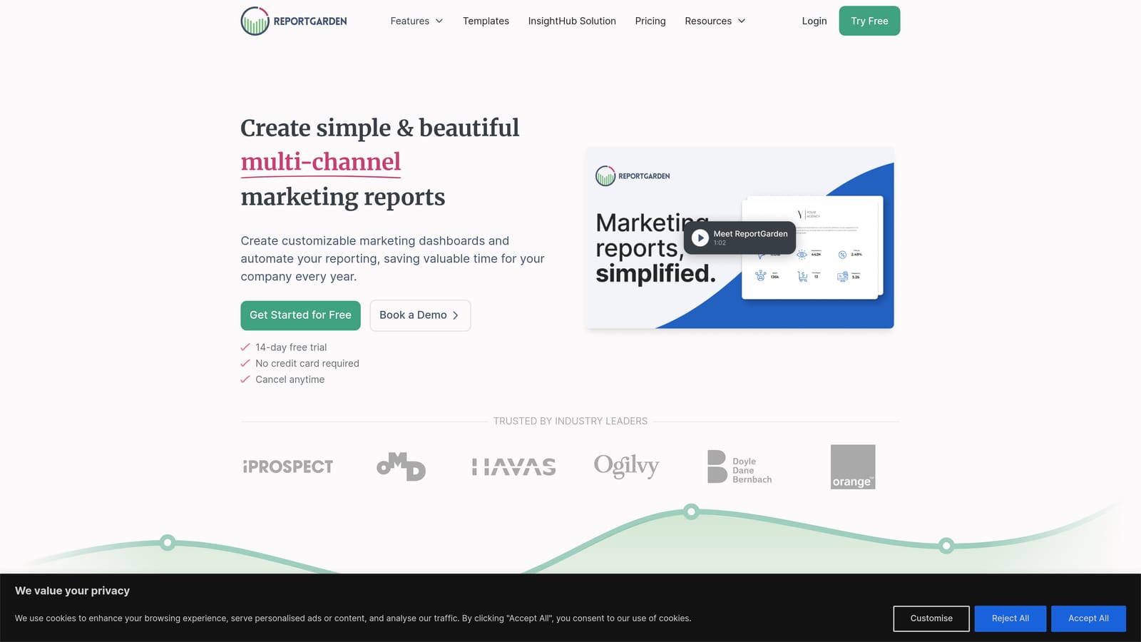 Screenshot of ReportGarden website